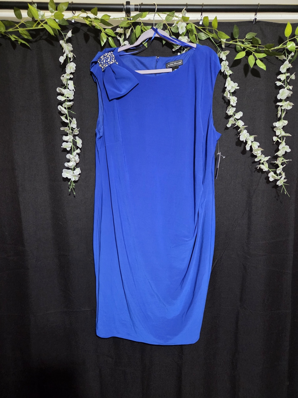 Jessica Howard Royal Blue Sleeveless Midi Dress. **bow Missing Some Stones